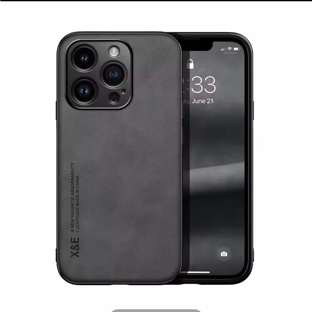 Luxury Leather Case For iPhone 15 promax Black Phone Case for Smartphones